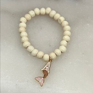 Chic Cream Beaded Bracelet with Mermaid Charm